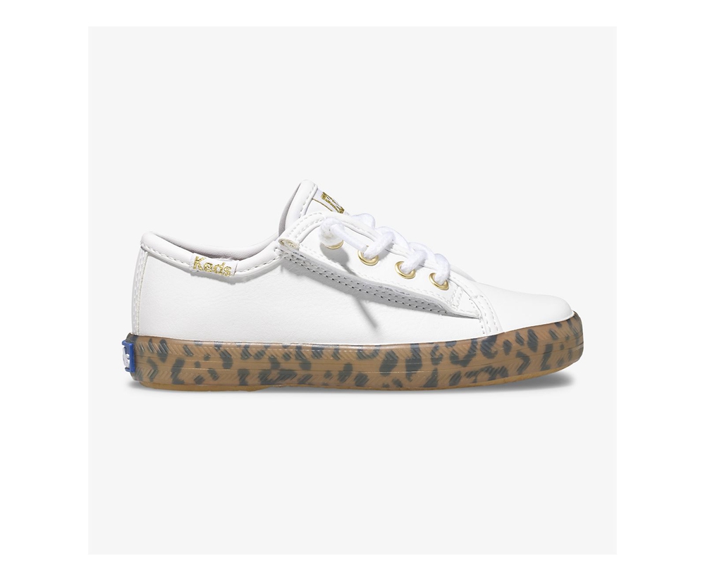 Basket Keds Enfant Blanche - Kickstart Leopard Foxing Jr. - 258-JLVQRZ